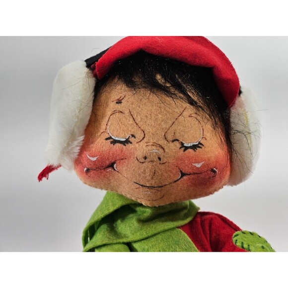 VINTAGE 1980s 14" Annalee Mobilitee Doll Girl Sled Sleigh Christmas Holiday Deco - Picture 6 of 9